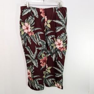 Hawaiian Silk Pants Capri Floral Flat Front Tommy Bahama